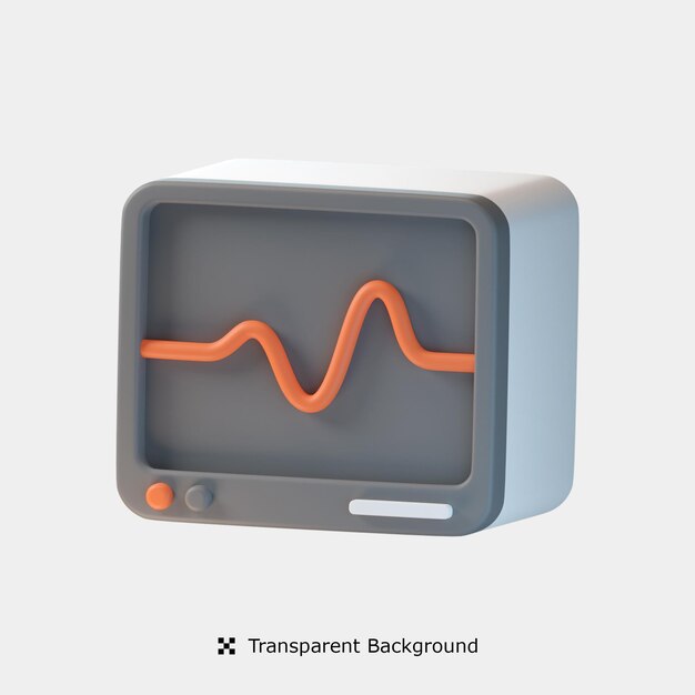 Illustrazione dell'icona 3d dell'elettrocardiogramma