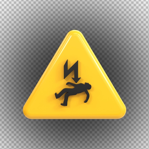 Electrocution Risk signs of high voltage hazard isolated on a Transparent background