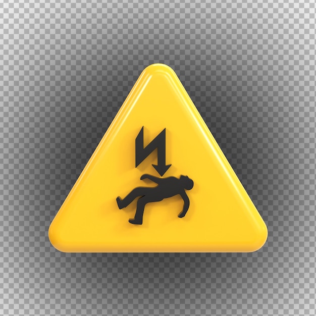 Electrocution risk signs of high voltage hazard isolated on a transparent background