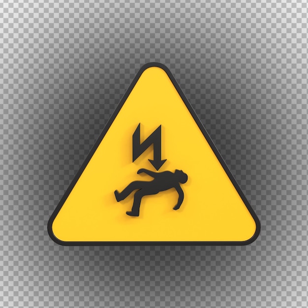 PSD electrocution risk signs of high voltage hazard isolated on a transparent background