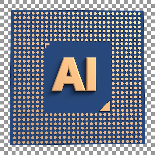 Electronic chipset ic with ai integrated circuit cpu microchip line icon central processing unit