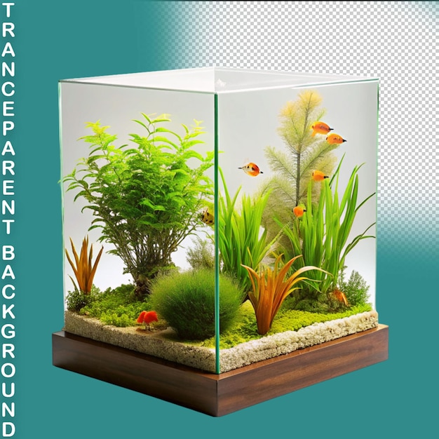 PSD electronic device fish tank on transparent background