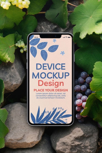 PSD electronic device mockup in garden