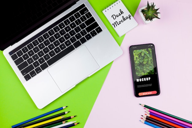 Electronic devices on desk