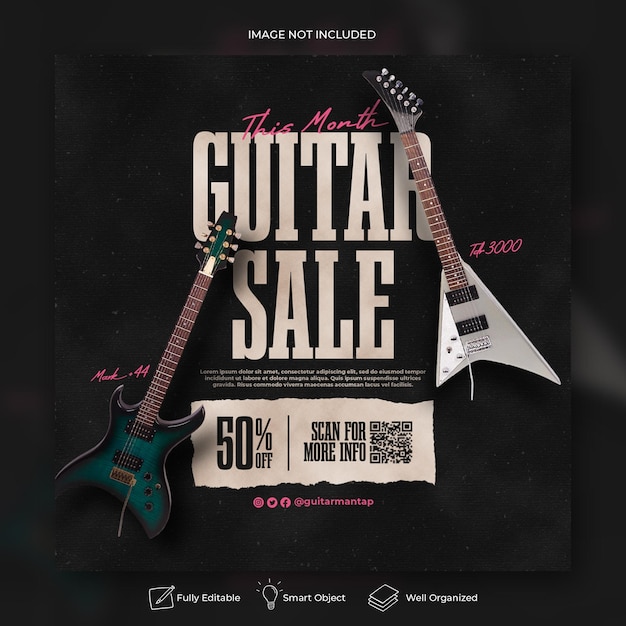 PSD electronic guitar music sale instagram post