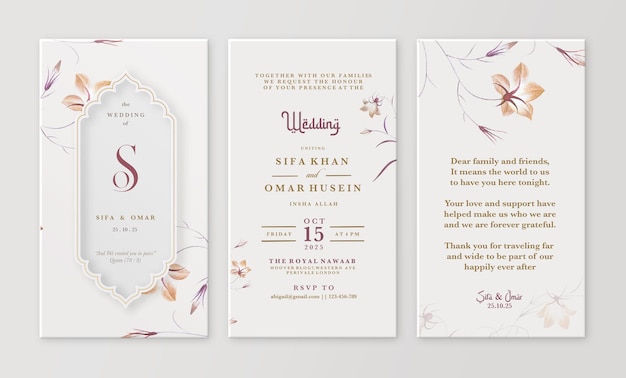 PSD electronic muslim wedding invitation template