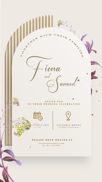 Electronic Wedding Invitation with Vintage Flower