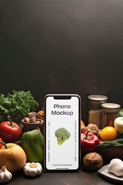 PSD electronics device mockup in a kitchen