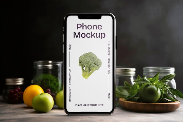 PSD electronics device mockup in a kitchen