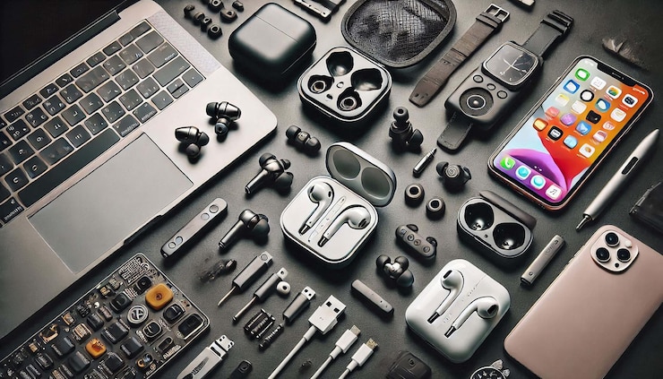 PSD electronics gadgets and circuit parts layout
