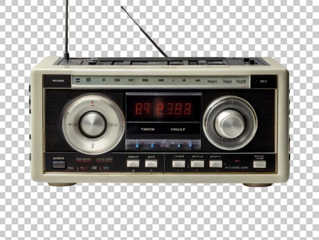 Electronics stereo radio cassette player on transparent background