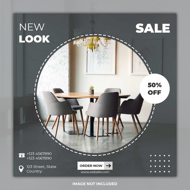 Elegance grey furniture social media post banner templates