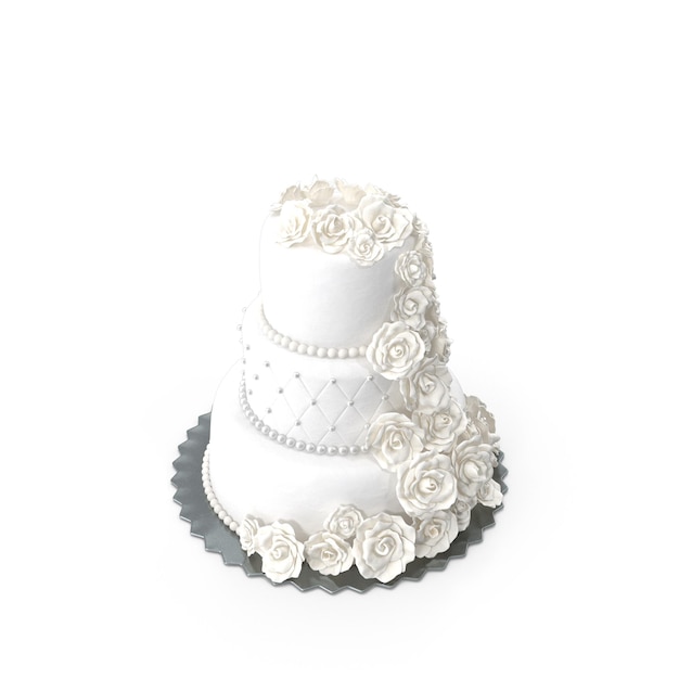 Elegancki trójwarstwowy tort ślubny