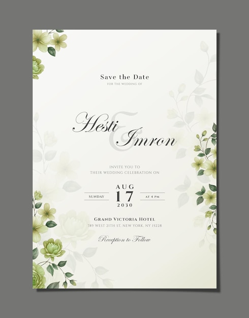 Elegancki Wzór Zaproszenia ślubnego Z Kwiatami