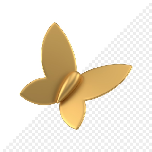 Elegancki Złoty Motyl Streszczenie łuk Latający Ozdobnych Skrzydeł Element Wystroju Ikona 3d Realistyczna Ilustracja