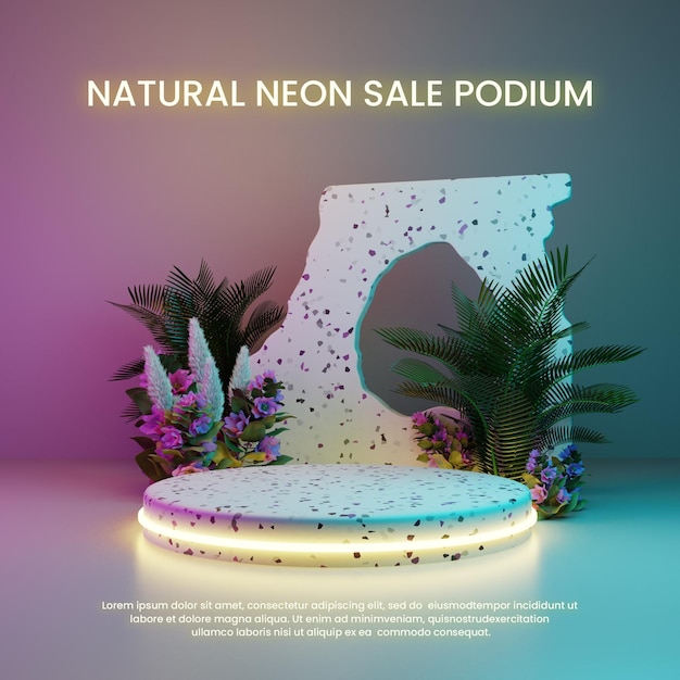 ELEGANCKIE PODIUM Z NEONOWĄ I NATURALNĄ SCENĄ