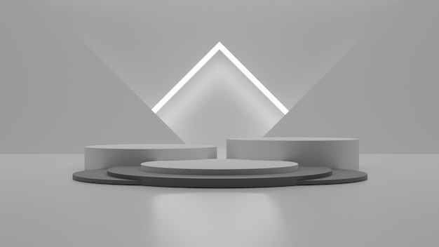 Eleganckie renderowanie 3d białe podium na białym tle