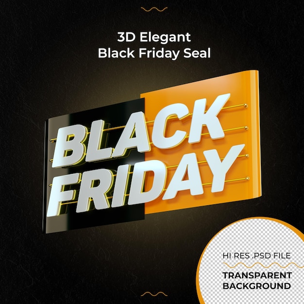 Elegant 3D Black Friday Seal Rendering