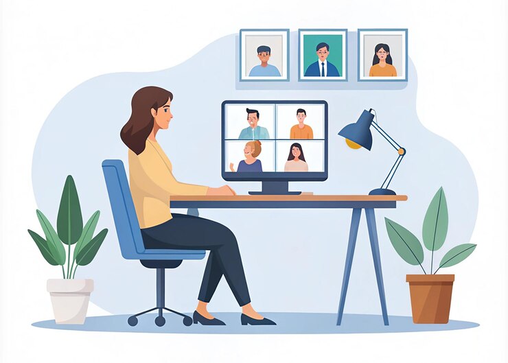 PSD elegant 3d corporate workspace design