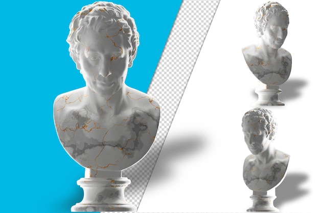 Elegant 3D render of JJ Winckelmann statue in white gold marble Perfect for apparel album covers