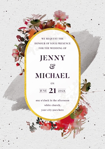 Elegant abstract watercolor with gold invitation