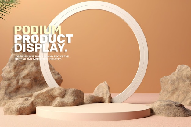 elegant and natural podium with stone stage display mockup for show product presentation