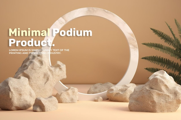 elegant and natural podium with stone stage display mockup for show product presentation