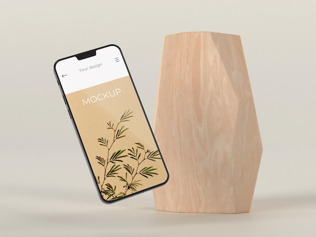 PSD elegant arrangement met mock-up smartphone en vaas