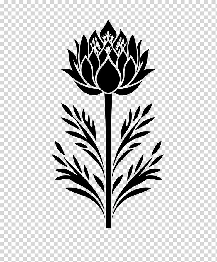 PSD elegant artichoke line art illustration