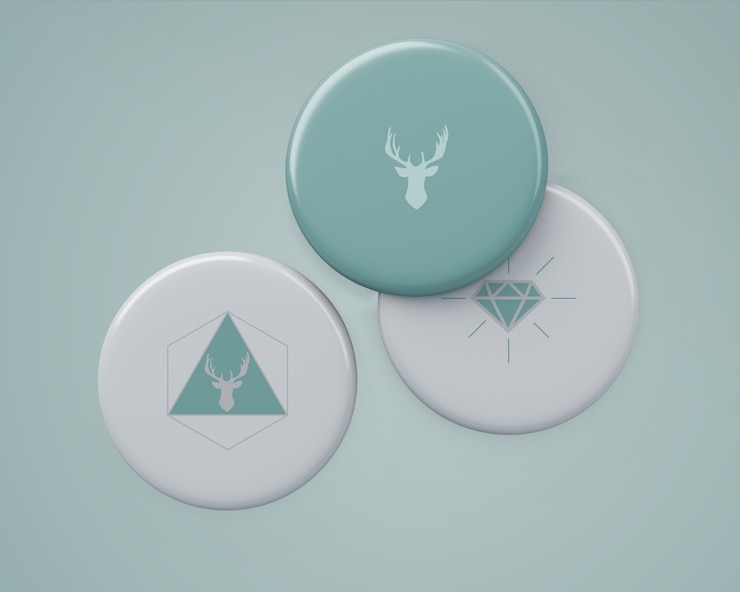 PSD elegant badgesmockup voor merchandising
