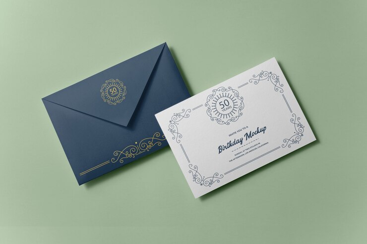 PSD elegant birthday anniversary invitation mock-up design