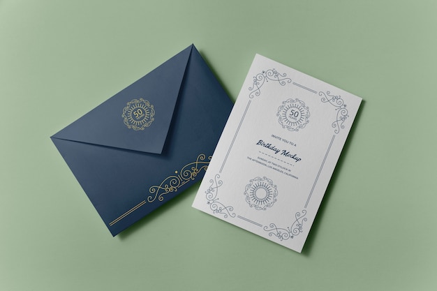 PSD elegant birthday anniversary invitation mock-up design