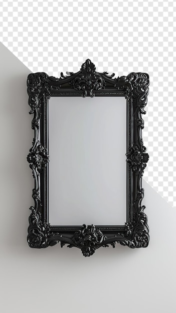 PSD elegant black baroque frame on transparent background