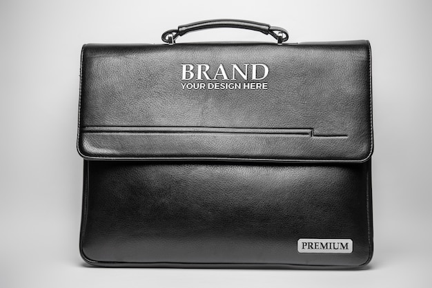 PSD elegant black leather briefcase mock-up