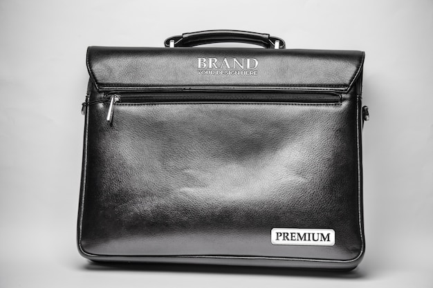 PSD elegant black leather briefcase mock-up