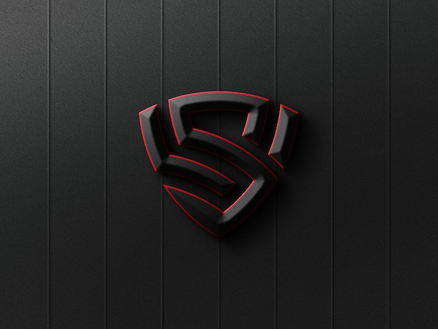 Elegante mockup logo 3d nero e rosso