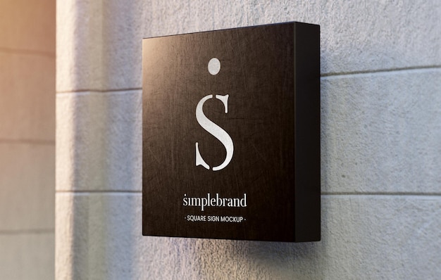 Elegant black signage mockup mounted on a business wall Outdoor store sign template in realistic 3D