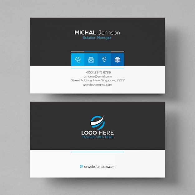 PSD elegant black and white business card mockup