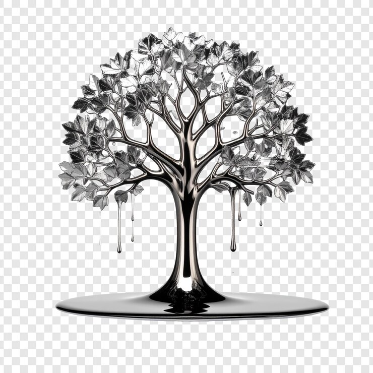 PSD elegant black and white decorative tree display