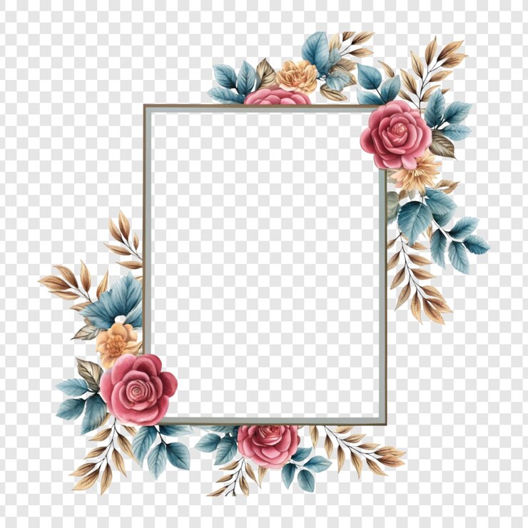 PSD elegant bloemenframe met rozen en bladeren
