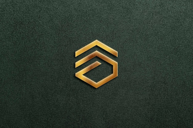 Elegant Bold Gold Logo Mockup on Green Texture Background