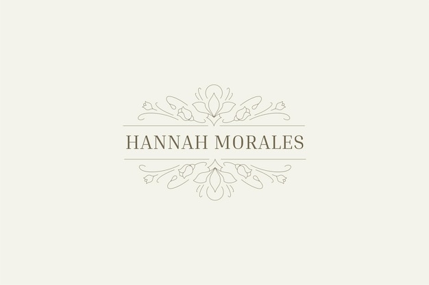 Elegant botanical floral outline logo monogram design template