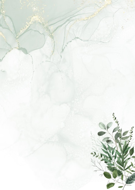 Elegant Botanical Watercolor Wedding Invitation with Gold Accents