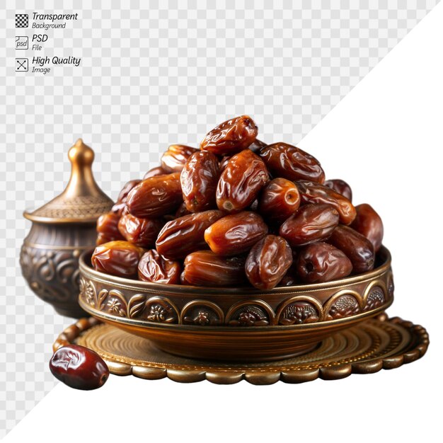 PSD elegant bowl of dates with ornate golden details