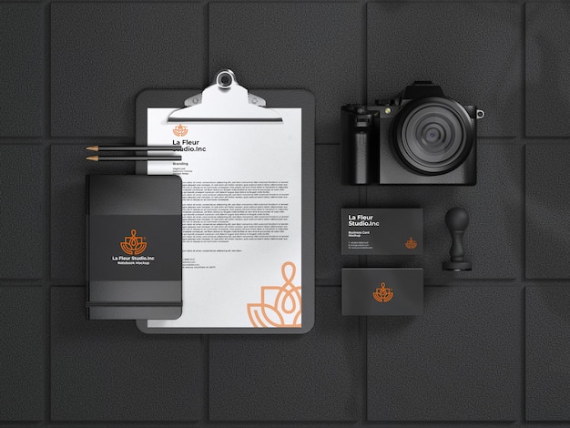 Modello di mockup per set di cancelleria di branding elegante psd premium