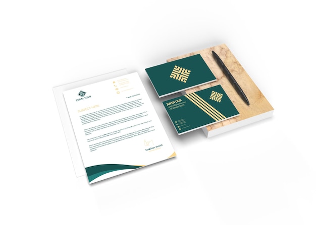 Elegant briefpapier met briefpapier voor visitekaartjes premium psd