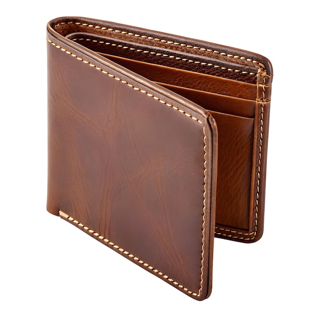 Elegant bruin leren tweekoppig portemonnee