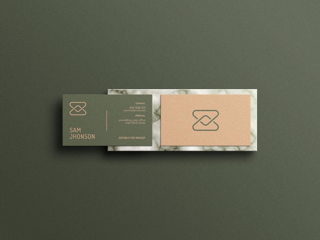 elegant business card on marbel mockup