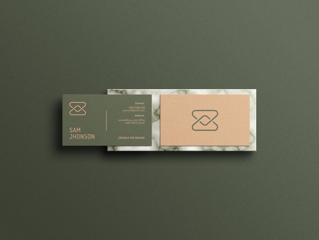 Elegant business card on marbel mockup