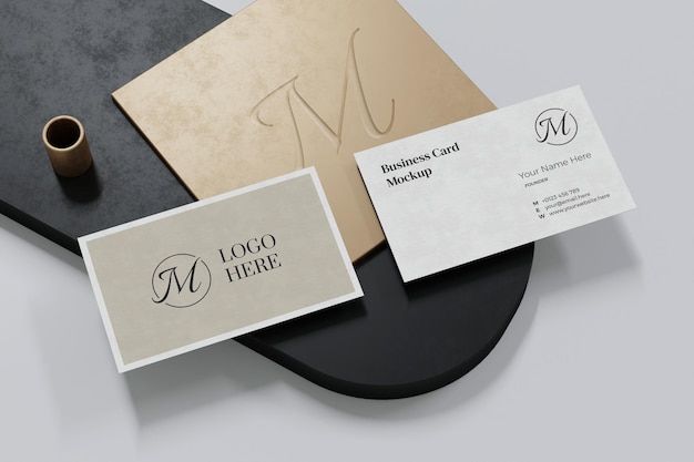 Elegant business card mockup design in 3d rendering